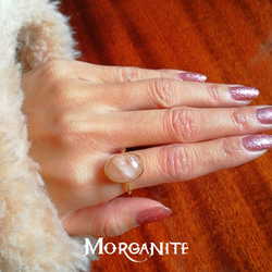 New『Morganite』silver925＋18kgf 世界でひとつの天然石リング 2枚目の画像