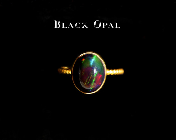 New『Black Opal』の世界でひとつの天然石リングsilver925 + 18kgf 1枚目の画像