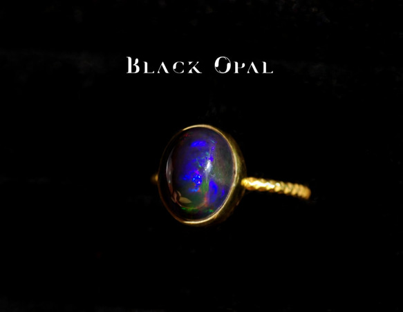New『Black Opal』の世界でひとつの天然石リングsilver925 + 18kgf 3枚目の画像