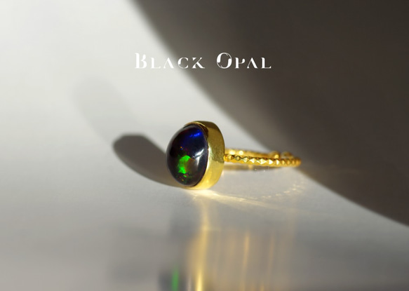 New『Black Opal』の世界でひとつの天然石リングsilver925 + 18kgf 5枚目の画像