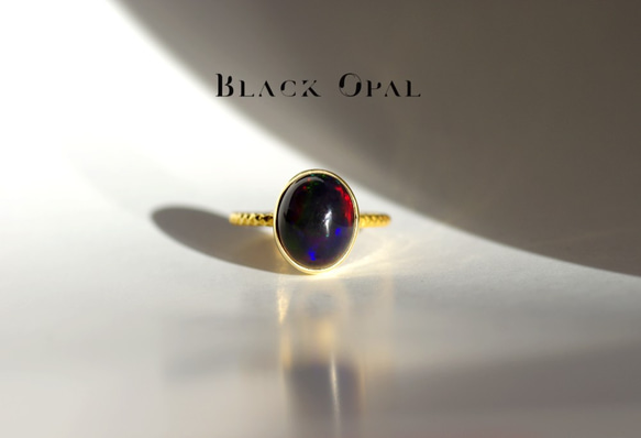 New『Black Opal』の世界でひとつの天然石リングsilver925 + 18kgf 6枚目の画像