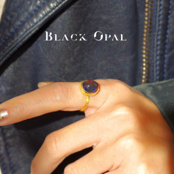 New『Black Opal』の世界でひとつの天然石リングsilver925 + 18kgf 8枚目の画像
