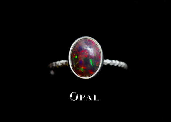 New『Black Opal』の世界でひとつの天然石リングsilver925 3枚目の画像