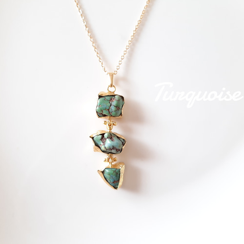 Turquoise』の三連天然石ネックレス ネックレス・ペンダント