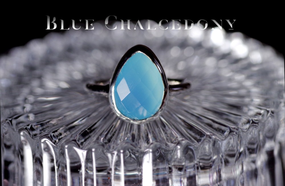 New『Blue Chalcedony』の世界でひとつの天然石リングsilver925 + ロジウムコーティング