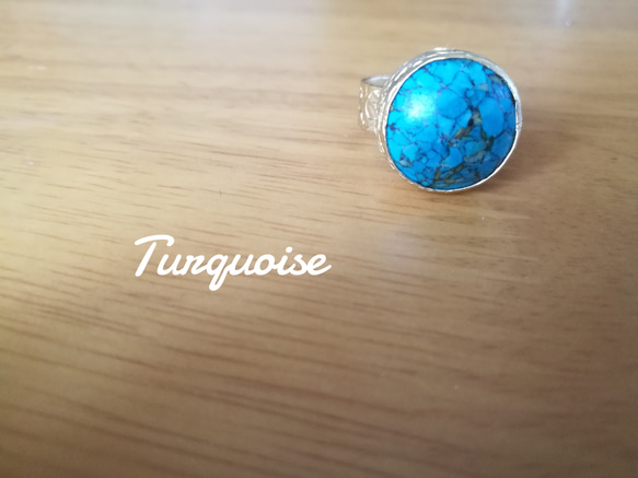 『Turquoise』世界でひとつの一粒天然石リング 1枚目の画像