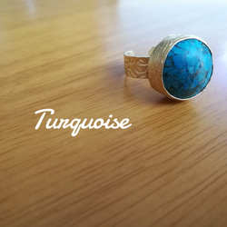 『Turquoise』世界でひとつの一粒天然石リング 2枚目の画像