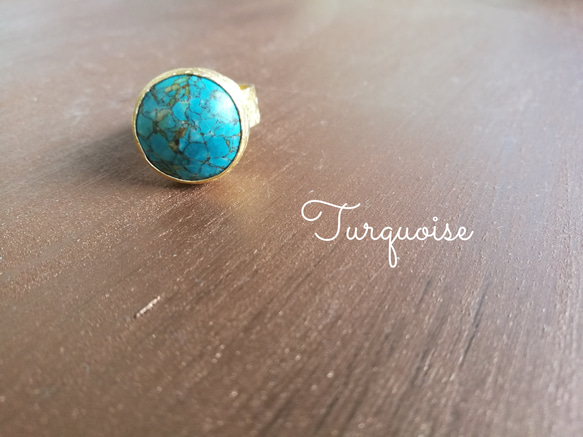『Turquoise』世界でひとつの一粒天然石リング 1枚目の画像