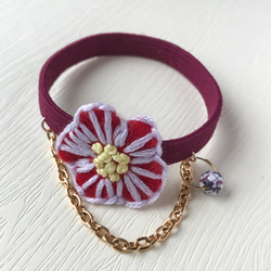 【Embroidery Accessories】3D Dark red sakura flower 2枚目の画像