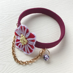 【Embroidery Accessories】3D Dark red sakura flower 3枚目の画像