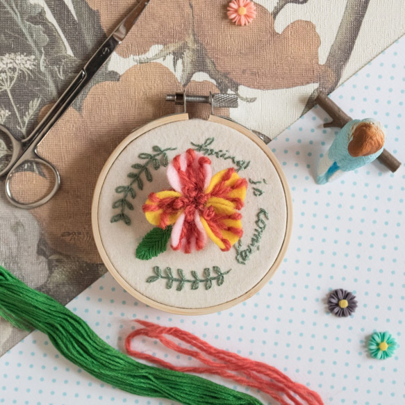 【新年禮物】夏威夷立體小花　手作刺繡框 第1張的照片