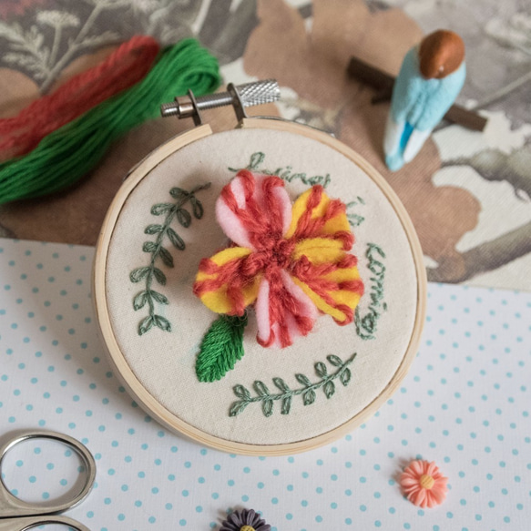 【新年禮物】夏威夷立體小花　手作刺繡框 第2張的照片