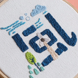 Designed font Embroidery Hoop - Weather series - "風" Wind 3枚目の画像