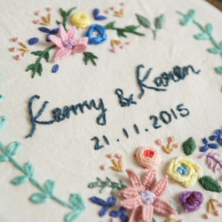 【Custom Made】 Wedding/Anniversary Embroidery Hoop Gift 3枚目の画像