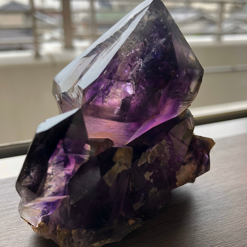 クロサイトインクォーツinアメジスト骸骨水晶　アメジストエレスチャル　原石天然石 クロサイトインクォーツinアメジスト骸骨水晶 アメジスト