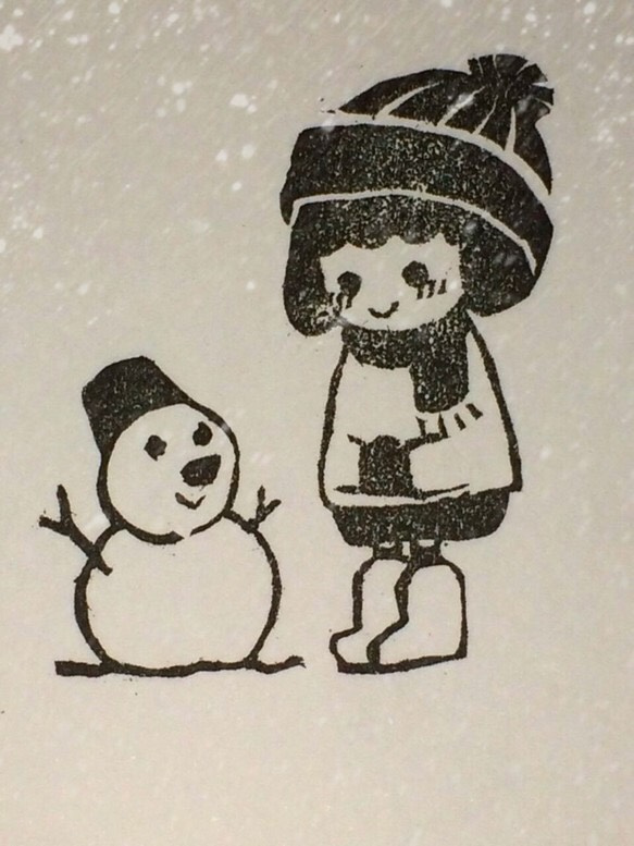 のんのんのんちゃんとおはなし雪だるまのスタンプ   hnb＊ 1枚目の画像