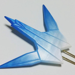 折り鶴 かんざし ブルー正面 3枚目の画像