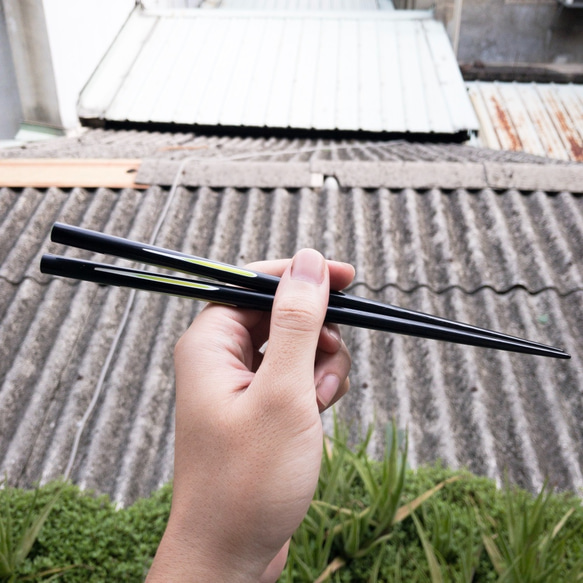手工漆器筷子 線條 (黃綠色/一生一筷) 第6張的照片