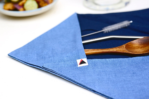 光山行 藍染餐具包-水色 第4張的照片