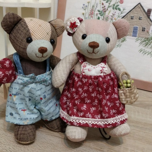 ペニーの手作り人形 ～パッチワークカントリーベア～ ぬいぐるみ