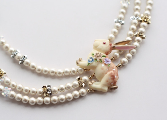 兔子和棉花珍珠項鍊三倍 第4張的照片
