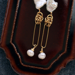 復古鍊和巴洛克珍珠長耳環（耳環） 第5張的照片