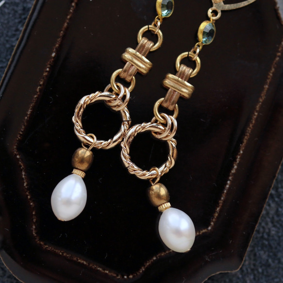 復古零件和施華洛世奇、淡水珍珠耳環 （耳環） 第4張的照片