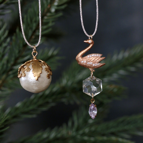 ヴィンテージ・クリスマスオーナメント：スワン その他インテリア雑貨