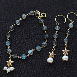 [再次上架]拉長和淡水珍珠，你的明星客戶的復古耳環* 14kgf *（耳環函授） 第3張的照片