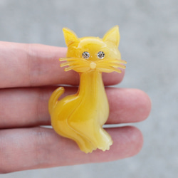 法國復古貓項鍊（黃色） 第4張的照片