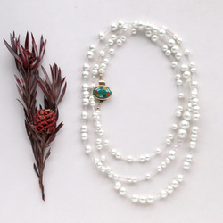 棉珍珠和復古串珠長項鍊 第1張的照片