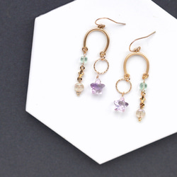 紫水晶星和復古珠子平衡穿孔/耳環*填充金色 第7張的照片