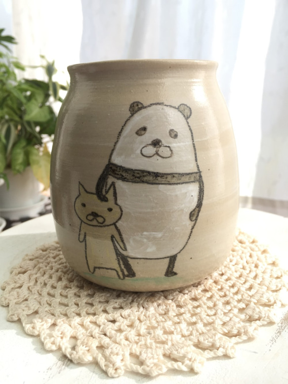 パンダ陶器花瓶(中) NO.R2058 一輪挿し・花瓶・花器 antomako 通販