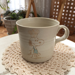 手作り陶器　マグカップ(中)イラスト可愛いコック 1枚目の画像