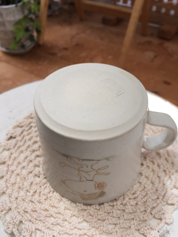 手作り陶器　マグカップ(中)イラスト可愛いコック 3枚目の画像