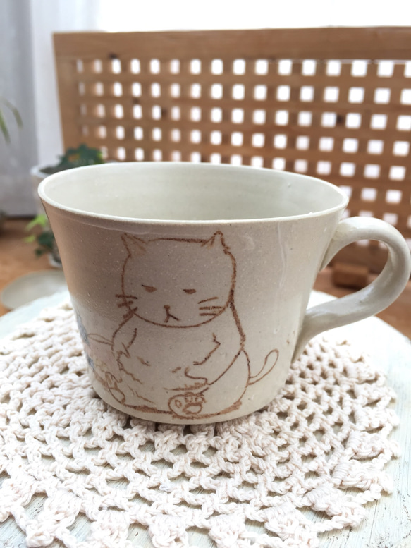 コーヒーカップ(中)イラストファットキャット 1枚目の画像