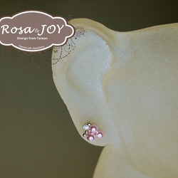 ~點點幸福~施華洛世奇 粉紅珍珠 925銀 耳環 第2張的照片