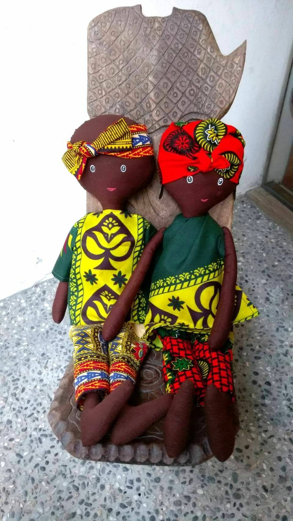 手作-一針一線非洲黑人娃娃  單售/一對 第1張的照片