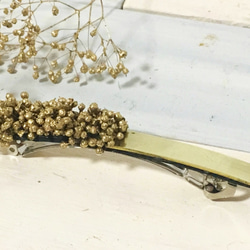 かすみ草と真鍮のバレッタ 1枚目の画像