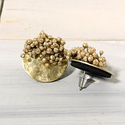 乾燥真花製黃銅製圓盤耳針（夾式耳環） 第2張的照片