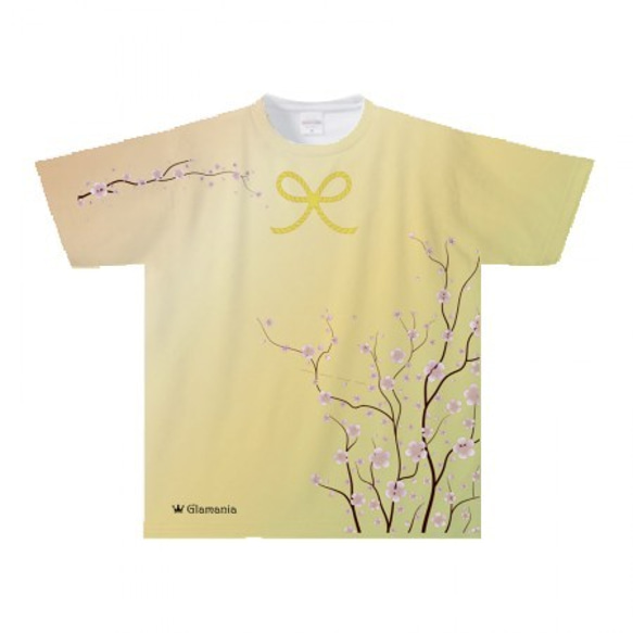 【送料無料】☆サラッサラ☆ドライメッシュオーバーリアルリュックプリントTシャツ　夕焼けと桜【フリーサイズ・大きめ有】 2枚目の画像