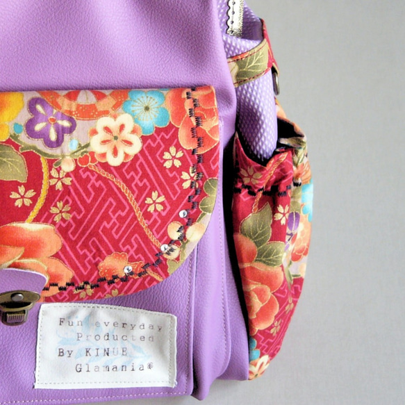 按創意顏色選擇☆3WAY緊湊型背包，附有右拉鍊和後袋Orchid x淺玫瑰色 第2張的照片