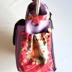 按創意顏色選擇☆3WAY緊湊型背包，附有右拉鍊和後袋Orchid x淺玫瑰色 第9張的照片