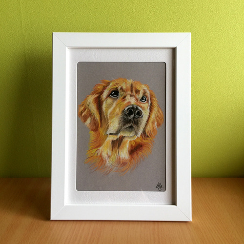 犬のパステル画 木製フレーム付き パステル画 いぬ 絵画 Creannso 通販 4565153｜Creema(クリーマ
