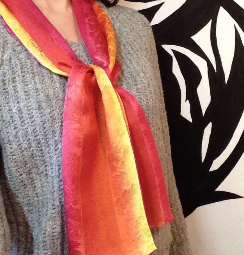 手描き染ストール　シルク100%