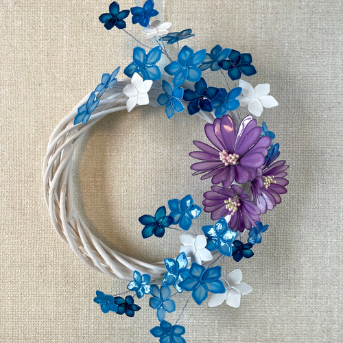 おまとめ 深海ブルーフラワーリース 雪上桜オーバルリース ディップ