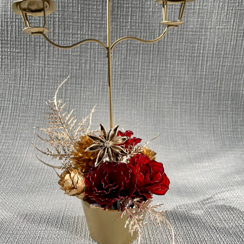 アメリカンフラワー（ディップフラワー）クリスマスリース GOLD♡ 専用