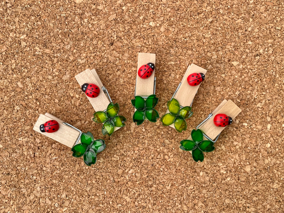 定番！四つ葉のクローバーとてんとう虫 マグネット付き マグネット