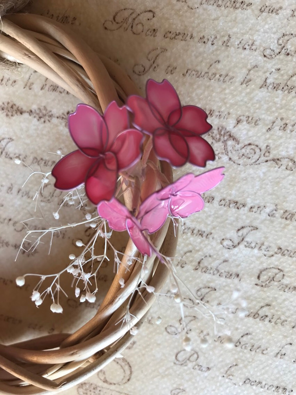 ☆☆値下げ☆☆アメリカンフラワー　桜のミニリース 4枚目の画像