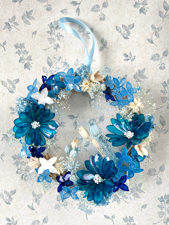 アメリカンフラワー さわやかブルーリース リース ゆきねえ 通販